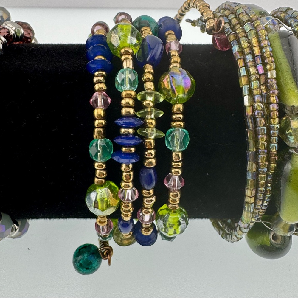 4 Wrap Elegant Beaded Bracelet Set Crystal, Glass, Acrylic - Picture 3 of 10